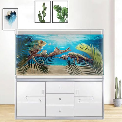 48x24IN Aquarium Scenery Under The Sea Coral Reef Backdrop Terrarium Background with Double-Sided Tape