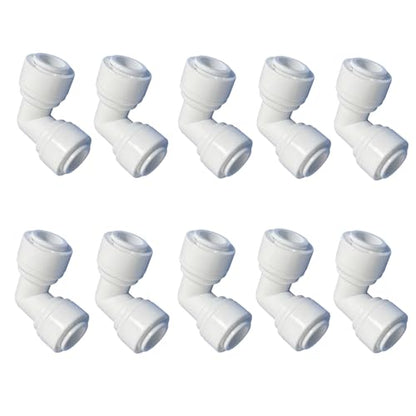 1/4" RO Tubing 90-Degree Elbow Connector, Push-to-Connect Fittings for RO/DI Water Filter Systems & Aquariums (10 Pack)