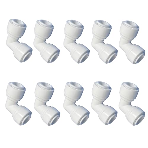 1/4" RO Tubing 90-Degree Elbow Connector, Push-to-Connect Fittings for RO/DI Water Filter Systems & Aquariums (10 Pack)