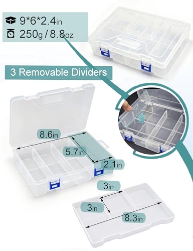 Tackle Box Organizer Snackle Box Container - Double Layer Thickened PP Small Snack Tackle Boxes Plastic Organizer Box with Dividers, Heavy Duty Arts Crafts Clear Organizers