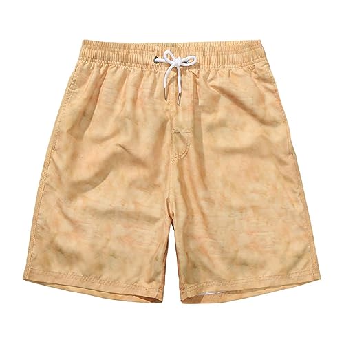 Ctreela Men's Funny Dog 3D Graphic Yellow Loose Fit Summer Beach Shorts - color: Khaki, size: X-Large
