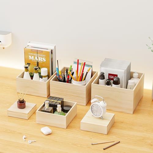 Wooden Display Risers,6PCS Jewelry and Accessories Risers for Jewelry Figurine 5in to 10in For Buffet Party Rustic Wood Cake & Cupcake Stands& Decor (Natural, 5IN to 10IN)