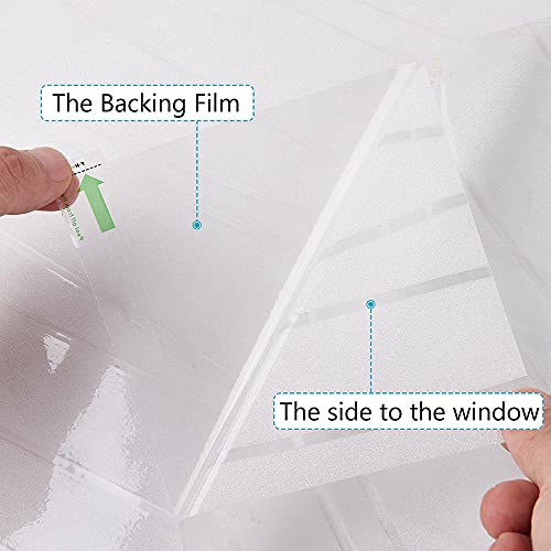NINETREX Window Privacy Film,Frosted Glass Window Film,Window Frosting Film,Decorative Front Door Coverings Non-Adhesive Anti-UV Window Sticker for Home Office,Stripe Pattern,17.5 x 78.7Inches