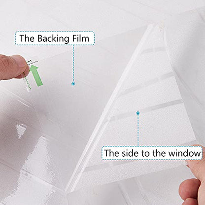 NINETREX Window Privacy Film,Frosted Glass Window Film,Window Frosting Film,Decorative Front Door Coverings Non-Adhesive Anti-UV Window Sticker for Home Office,Stripe Pattern,17.5 x 78.7Inches