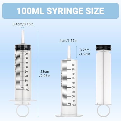 100ml Large Syringe, Plastic Syringes for Liquid with Tip Adapter, Epoxy Syringe for Scientific Labs, Oil Transfer, Plant Watering & Refilling, Individual Sealed, 5 Pack - style: 100 ML