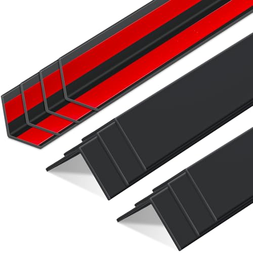 10 Pcs Wall Corner Protector Guards with Self Adhesive, 1-1/2 x 48 Inches, Black Vinyl Corner Trim Molding Plastic for Wall Furniture Door Cabinet Table Edge, Avoid Scratching, Easy Install