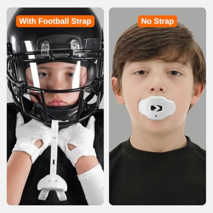 SLEEFS Kids Football Mouthguard with Strap for Teeth and Impact Protection - color: Safety Yellow, size: Kids