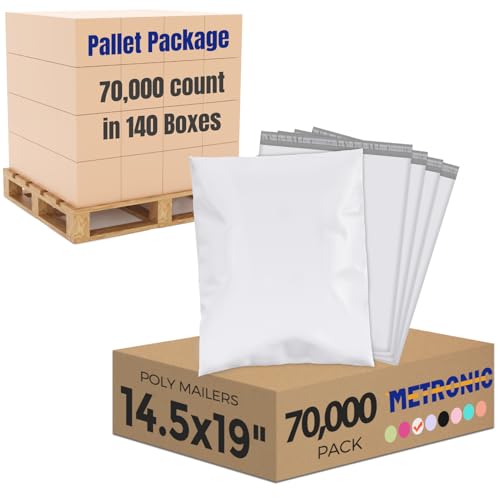 Metronic Poly Mailers 14.5x19 70000 Pack Large Shipping Bags for Clothing Mailing Bags with Strong Self-sealing Adhesive Waterproof and Tear-Proof Poly Bag Bulk in White - color: White, size: 14.5x19 70,000PC