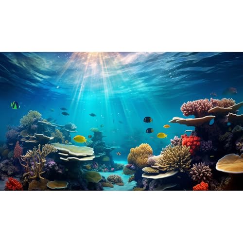 Coral Reef Fish Tank Background Under The Sea Aquarium Background Ocean Floor Terrarium Backgrounds Deep Ocean Reefs Sunray Tropical Fish Underwater Aquarium Tank Backgrounds 24x12in - color: Reef Brown, size: 24(W)x12(H)inches/ 60(W)*30cm(H)
