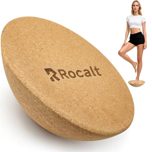Rocalt Half Ball Balance Trainer, 11.8 Inch Cork Wobble Board | Solid cork build, 330 lb support, surfboard accessories for core, ankle, Pilates and office movement
