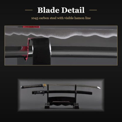 Hand Forged 1045 Heat-Tempered Katana, Full Tang Sword - color: Warrior 369