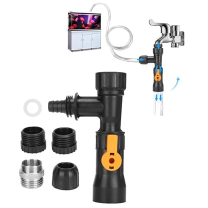 Fish Tank Water Changer,Siphon Fish Tank Vacuum Gravel Cleaner Aquarium Quick Water Changer with 2 Faucet Adapters for Aquarium Quick Water Change, Black