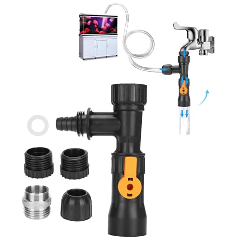 Fish Tank Water Changer,Siphon Fish Tank Vacuum Gravel Cleaner Aquarium Quick Water Changer with 2 Faucet Adapters for Aquarium Quick Water Change, Black