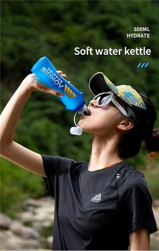 AONIJIE 250ML/350ML/500ML/600ML Portable TPU Soft Water Bottle Folding Soft Flasks For Outdoor Marathon Running Hydration Camping Hiking - color: 500ml-2pcsN