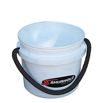 SHURHOLD 3.5 Gallon Heavy Duty World's Best Rope Handle Molded Plastic Bucket, for Boats, Cleaning, Fishing, Storage, and Refuse - White