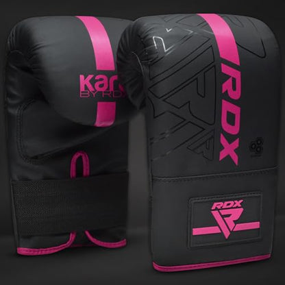 RDX Bag Gloves Boxing Punching Mitts, Maya Hide Leather, Padding, Ventilated Palm, MMA Heavy Punch Training, Muay Thai Kickboxing Focus Pads Double End Speed Ball Workout, Adult Men Women - color: Pink