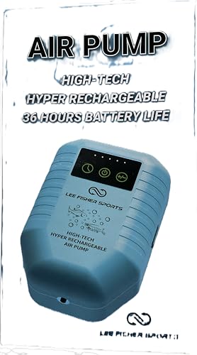 Aquarium AIR Pump, Aerator for Live Bait,HIGH-TECH Hyper Rechargeable Lithium-ION Battery USB AIR Pump for Live Bait 36 Hours, Watertight Seal, 48" AIR Hose, Aerator Stone