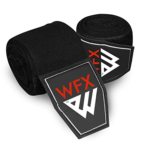 WFX Boxing Hand Wraps 3.5 4.5 Meter Martial Arts Bandages Inner Gloves Wrist Support Straps Punching Under Hand Knuckles Heavy Elasticated Training Bag Mitts Muay Thai - color: Black, size: 4.5 M