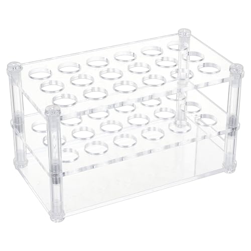 OLYCRAFT 18 Holes Acrylic Test Tube Rack 10/15ML Test Tube Display Stands 6mm Hole Labortory Display Racks Colorimetric Stand Tubes Rack for Centrifuge Tubes Chemistry - 6.1x3.4x3.1 Inch - size: 18 Holes
