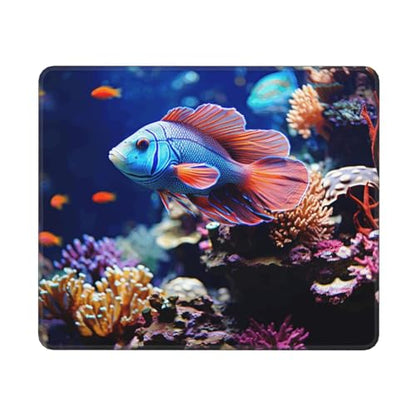 Coral Reef Fish Aquarium Mouse Pads Custom Design, Waterproof Gaming Mousepad Washable Computer Mousepads with Non-Slip Rubber Base Square Mouse Mat for Laptop Office Home 10 x 12 inch