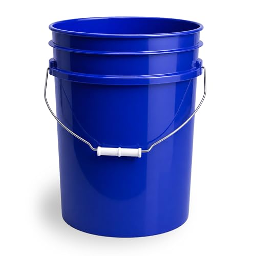 5 Gallon Bucket - Food Grade Bucket, Metal Handle Grip, BPA-Free, Heavy-Duty 90 Mil HDPE Plastic Pail, Stackable Utility Container, Made in USA, Lid Not Included, Blue, 6 Packs - color: Blue, size: 6 Packs