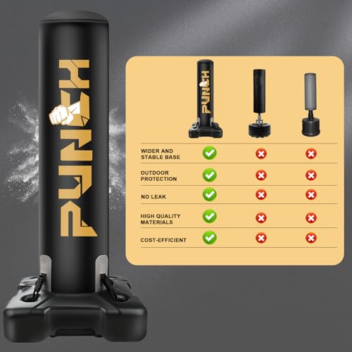 Heavy Boxing Bag with Stand for Adult Teens, Freestanding Inflatable Punching Bag with Gloves, Men Women Stand Kickboxing Boxing Set for Martial Arts MMA Home Gym Exercise Training Equipment