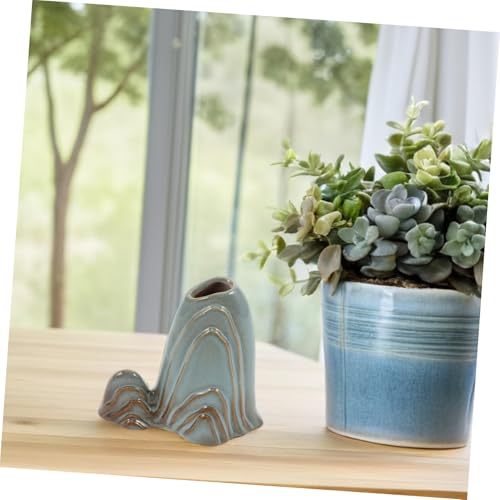 ORFOFE Ceramic Mini Mountain Decor Multifunctional Fish Tank Landscape Ornament Zen Garden Accessory for Home and Office Unique Brush Holder for Dining Room Table