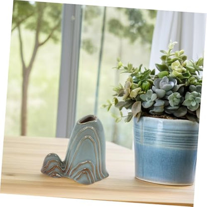 ORFOFE Ceramic Mini Mountain Decor Multifunctional Fish Tank Landscape Ornament Zen Garden Accessory for Home and Office Unique Brush Holder for Dining Room Table