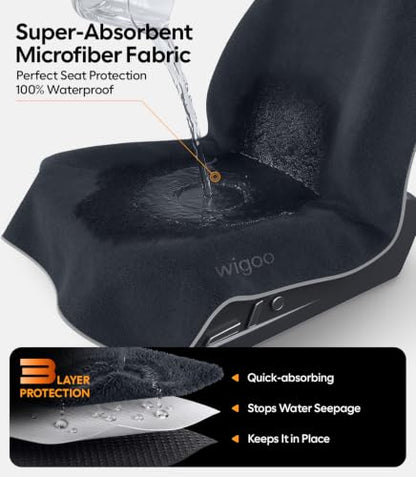 Wigoo Car Seat Cover Towel, Waterproof, for Use After Gym, Black, 2 Pack - color: Black, size: 2 Pack