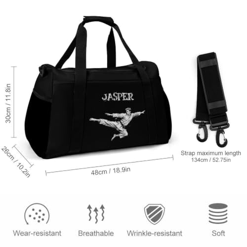 Personalized Taekwondo Karate Duffle Bag for kids Boy Girls,Custom Name Martial Arts Gear Bag,Water-Resistant Sparring Equipment Black Taekwondo - color: Taekwondo Karate-03