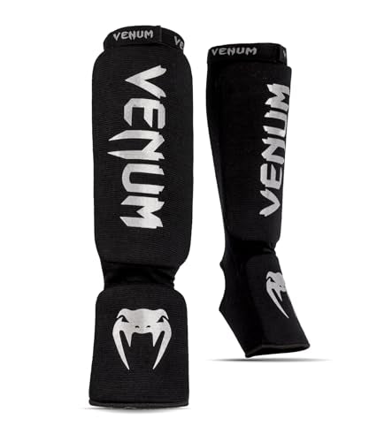 Venum Kontact Shin Guards - color: Black/Silver, size: X-Small