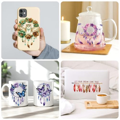 UV DTF Cup Wraps Transfer Stickers Dreamcatcher with Animal Pattern, 10 Sheets Waterproof Custom Vinyl Transfer Sticker 16oz Coffee Glass Cup Tumbler Bottle Mug Decals for Men Women - style: Dreamcatcher with Animal
