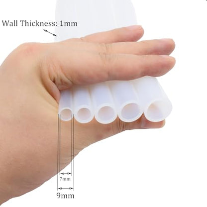 Silicone Tube 9/32"(7mm) ID x 3/8"(9mm) OD Clear Flexible Silicone Rubber Tubing Water Air Hose Pipe Transparent (3.3ft / 1m；7 x 9mm) - size: 7mm ID x 9mm OD