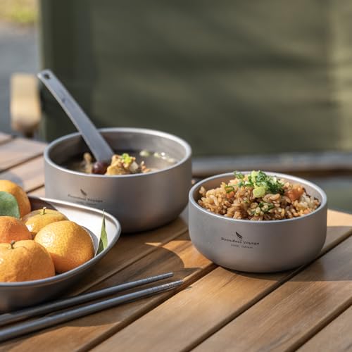 Boundless Voyage 200ml Titanium Double-walled Bowl for Adult Children Ultralight Portable Soup Rice Food Bowl Outdoor Camping Durable Metal Tableware Ti1083T - color: 200ml-Ti1083T