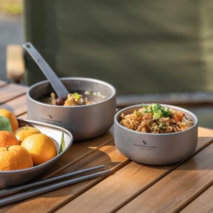 Boundless Voyage 200ml Titanium Double-walled Bowl for Adult Children Ultralight Portable Soup Rice Food Bowl Outdoor Camping Durable Metal Tableware Ti1083T - color: 200ml-Ti1083T