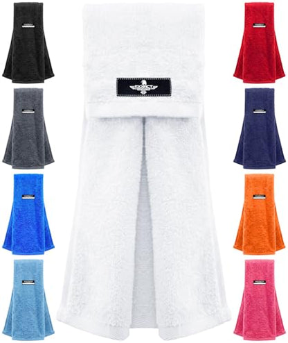 White Football Towel with Hook & Loop Fastener (White) | Quarterback QB Sports Towel Football to Clean Hands, Visor and Gloves - Highly Absorbent, Quick Dry - color: White