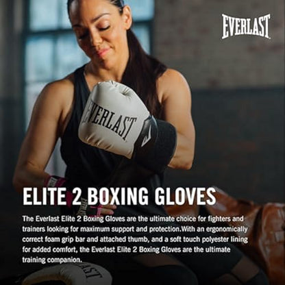 Everlast Elite 2 Boxing Gloves - color: Black/Gold, size: 12 oz