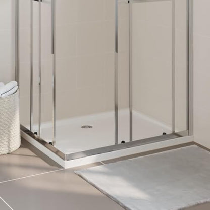 vidaXL Shower Base, Shower Pan with Center Drain, Shower Tray with Single Threshold and Flat Surface, Bath Pan for Bathroom, White ABS Rectangular - color: White, size: 31.5"x 39.4"