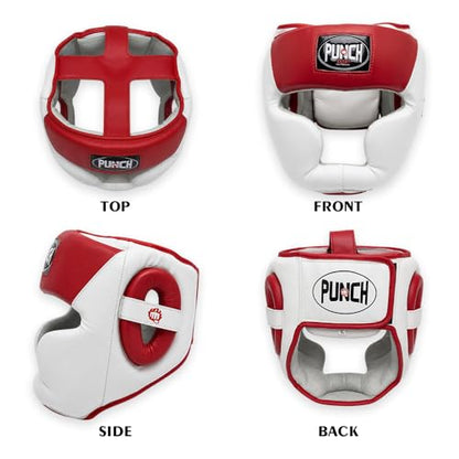 Boxing Headgear with Cheek Protection, Adjustable MMA & Kickboxing Sparring Helmet, Triple Layer EVA Padding, PU Leather - size: Medium