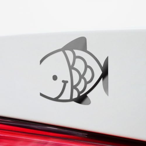 Decal Stickers of Fish (Metallic Silver) (Set of 2) Premium Waterproof Vinyl Decal Stickers for Laptop Phone Accessory Helmet Car Window Mug Tuber Cup Door Wall Decoration - ANDVER1f44141SI