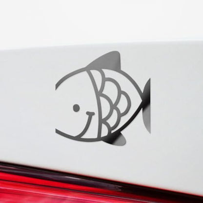 Decal Stickers of Fish (Metallic Silver) (Set of 2) Premium Waterproof Vinyl Decal Stickers for Laptop Phone Accessory Helmet Car Window Mug Tuber Cup Door Wall Decoration - ANDVER1f44141SI