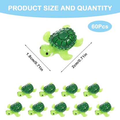 60Pcs Mini Resin Turtles, Green Tiny Turtle Figurines, Small Resin Animals for Garden, Aquarium, DIY Crafts and Party Ornaments