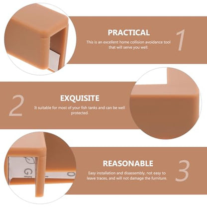 BESPORTBLE 6pcs Soft Silicone Corner Protectors for Furniture and Pet Carriers, Medium Brown Bumpers for Aquarium Tank Edges, Safety Edge Guards and Home Protection