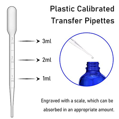 Dropper Bottles, 4oz Blue Bottle with Dropper for Essential Oils with Funnel, Labels & Pipette, 2-Pack Tincture Bottles with Dropper(Unbreakable Plastic Eye Dropper) - color: Blue