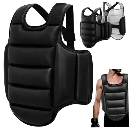 Boxing Body Protector, Reversible Chest Protector, Adjustable Taekwondo Sparring Gear, Sponge Boxing Training Equipment 160-180cm|Chest Rib Guards - color: Black & White