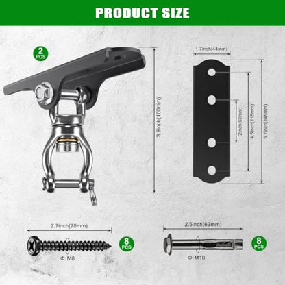 2Pack 360° Swivel Ceiling Swing Hanger with Bearing Ceiling Swing Mount - color: 360° Bearing Swivel Hanger ( 2 Pack ) - Black Base