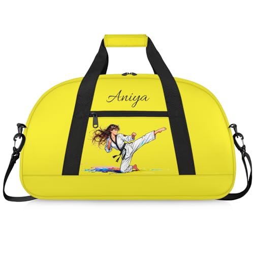 Custom Name Taekwondo Karate Duffle Bag for kids Girls - Personalized Martial Arts Gear Bag, Water-Resistant Sparring Equipment Bag, Taekwondo Yellow - color: Taekwondo Yellow