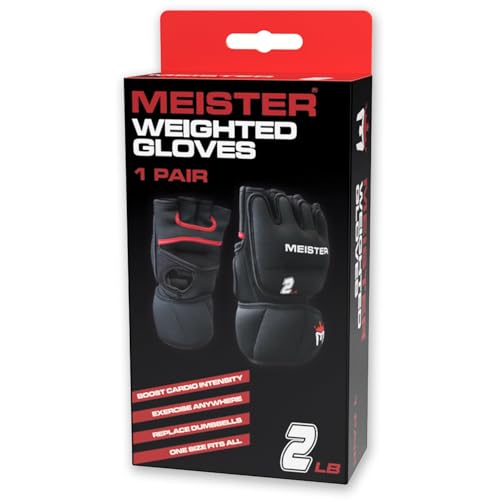 Meister Elite 2lb Weighted Gloves for Cardio & Heavy Hands - Black