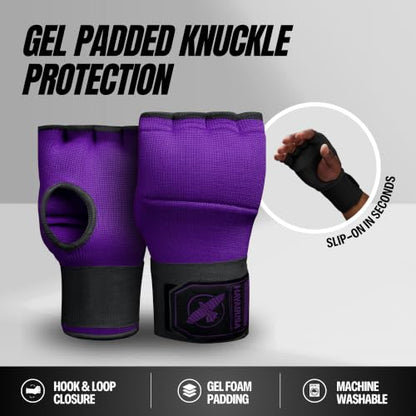Hayabusa Quick Gel Hand Wrap Boxing Gloves - color: Purple/Black, size: Medium