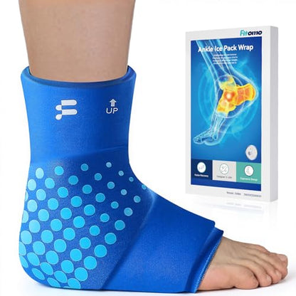 Ankle Ice Pack Wrap, Long-Lasting Cold Compression for Ankle Recovery | Thickened Gel, Stays Cold Longer, Soft After Freezing, Full Wrap Cooling, Reusable Cold & Hot Therapy, Easy to Slip On - color: Blue, size: L